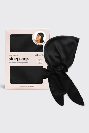Kitsch - Black Satin Sleep Cap - 1pc