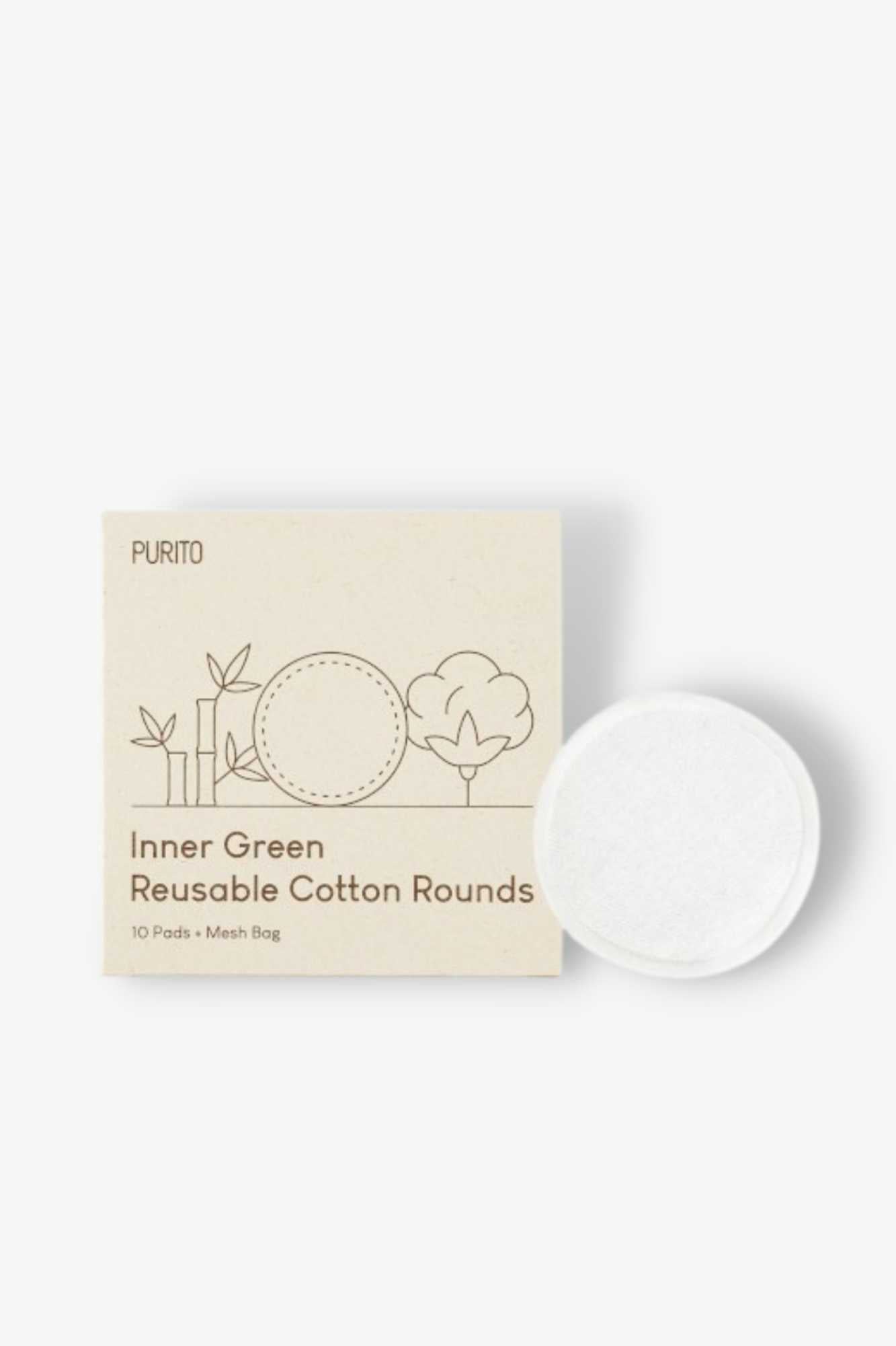 Purito - Inner Green Reusable Cotton Rounds - 10pcs