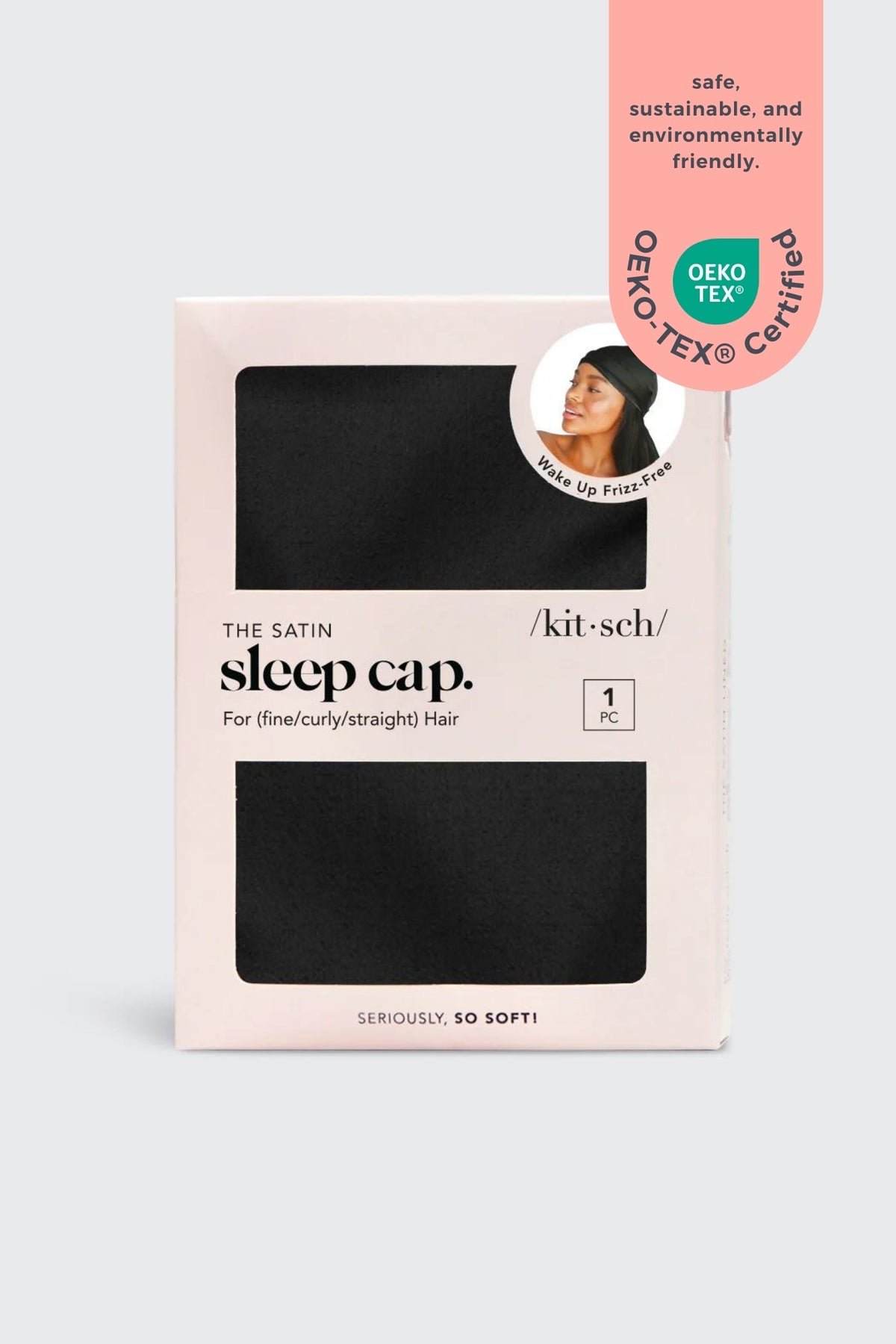 Kitsch - Black Satin Sleep Cap - 1pc