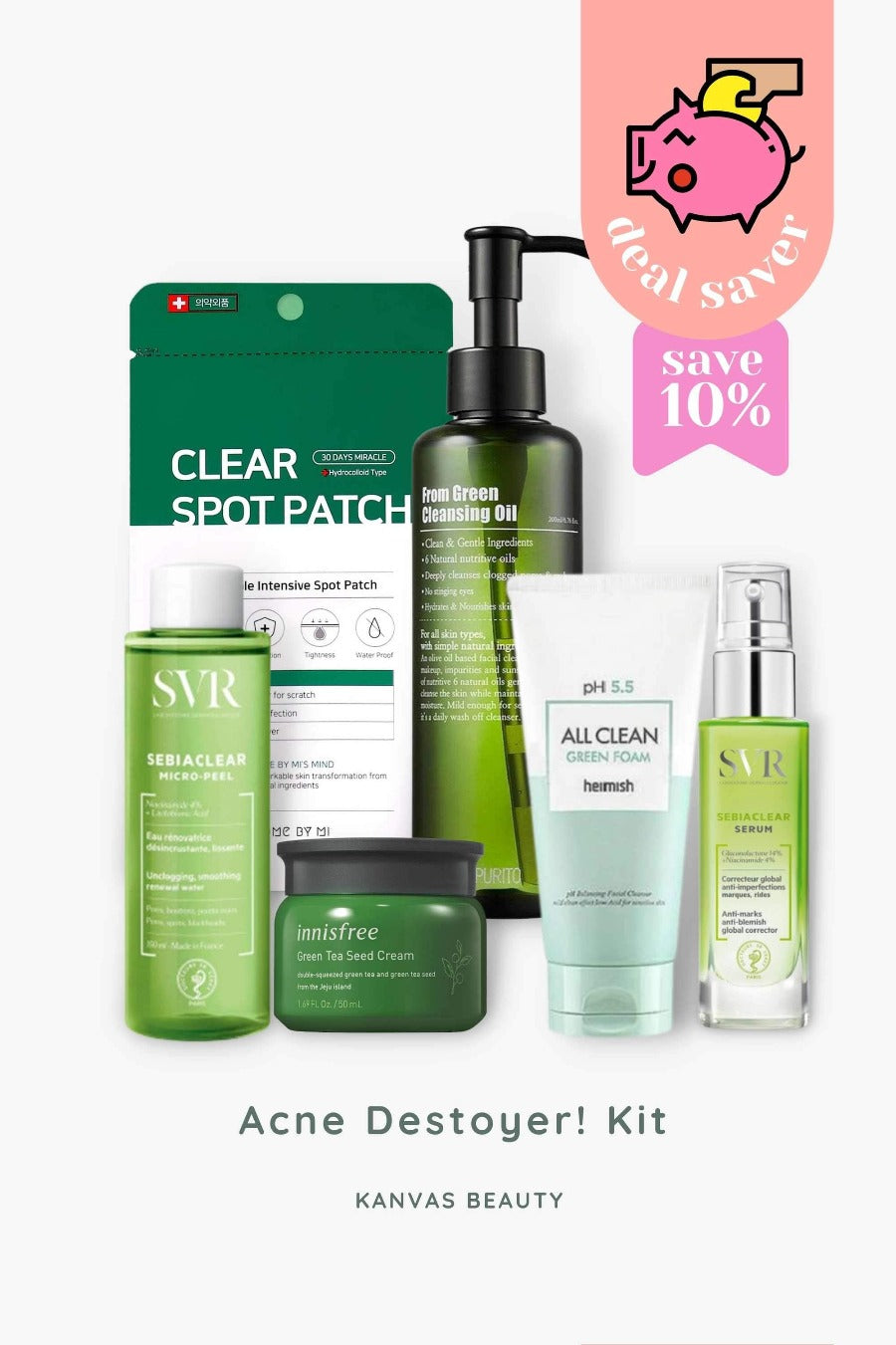 acne kit acne-prone skin say goodbye to acne cleasnsing oil serum sebiaclear innisfree heimish all clean clear pot patch some by mi australian korean skincare beauty french