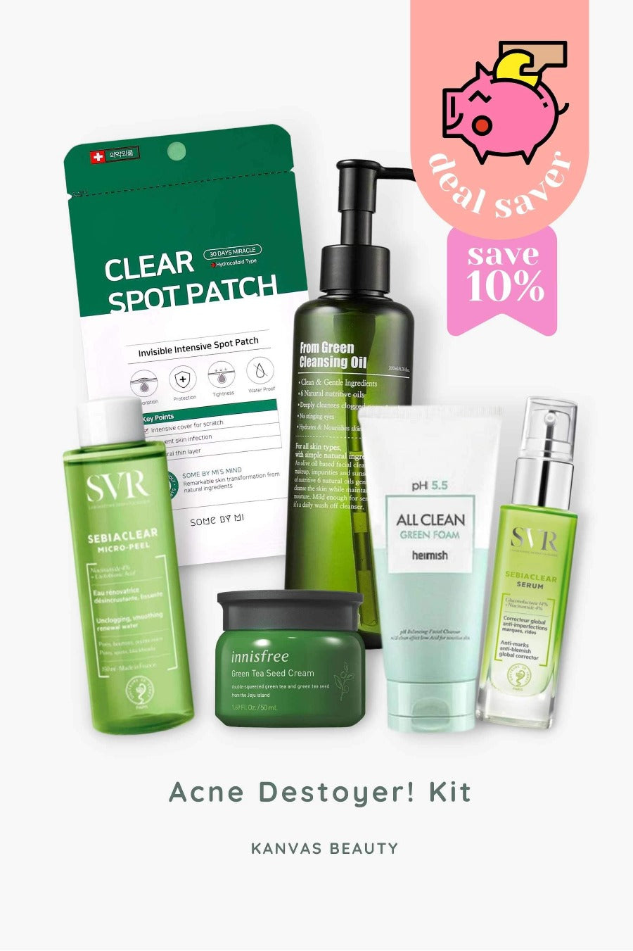 acne kit acne-prone skin say goodbye to acne cleasnsing oil serum sebiaclear innisfree heimish all clean clear pot patch some by mi australian korean skincare beauty french