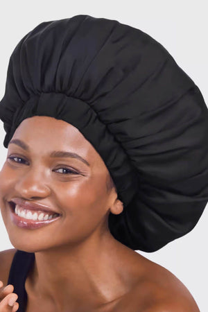 Kitsch - XL Black Satin Sleep Bonnet - 1pc