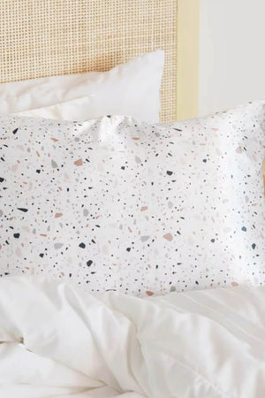 Kitsch - White Terrazzo Satin Pillowcase - 1pc