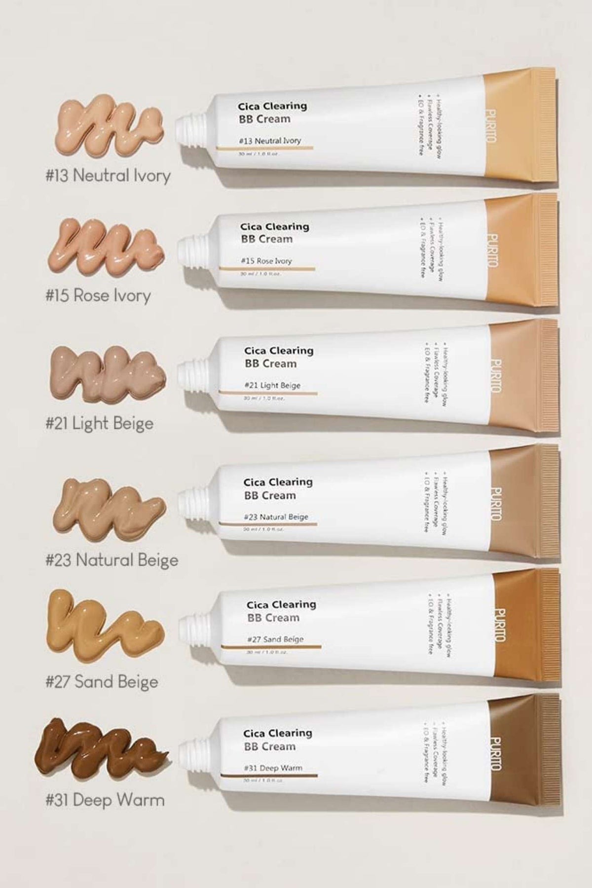 Purito - Cica Clearing BB Cream SPF 38 PA+++ - 30ml (7 Colors)